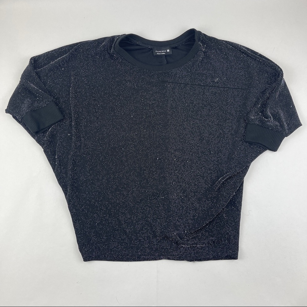 Paperoc Tshirt Womens Small Black Silver Dot Accents